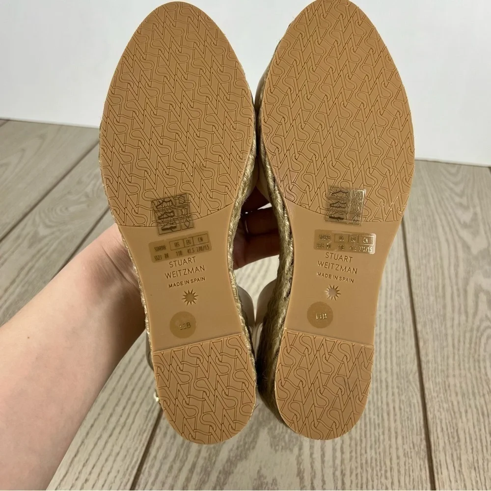 Stuart Weitzman Playa Espadrille Knot Wedge Sandals 41.5/11B Seashell $395